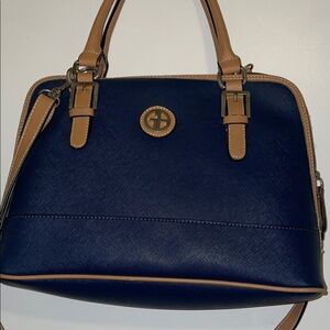 Giani Bernini Navy blue and Tan Satchel